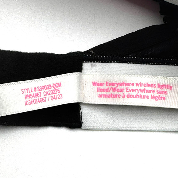 VICTORIA'S SECRET 36D Black Love Pink Wear Everywhere Wireless Lined Push Up Bra - Picture 5 of 9